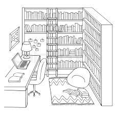 Don't give up until you try drawing with our easy lessons. Hand Drawn Study Or Library Room For Stock Vector Colourbox