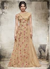 Beige Net Long Length Salwar Suits Gown Party Wear Indian Dresses Indian Gowns Dresses Fashion