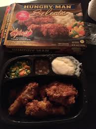 Iceland southern fried chicken popsters 220g. Hungry Man Selects Classic Spicy Fried Chicken Din Din 7 5 10 Does The Job Right Frozendinners
