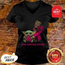 Baby Yoda And Baby Groot Alone Never Have You Been Breast Cancer Awareness Shirt Refinetee