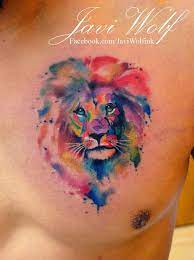 Freehand watercolor lion compas tattoo. Lion Tattooed By Javiwolfink Watercolor Lion Tattoo Autism Tattoos Lion Tattoo