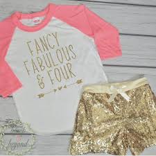 Fourth Birthday Outfit Girl 4 Year Old Birthday Shirt Fancy Fabulous And Four Girl Fourth Hipster Baby Clothes Hipster Kids Clothes Baby Girl Clothes Hipster