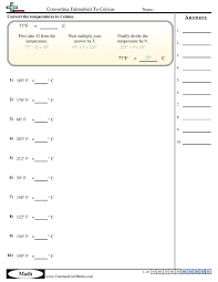 Converting Fahrenheit To Celsius Mathematics Converter Math