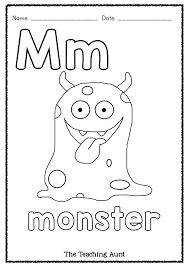 M Is For Monster Art And Craft The Teaching Aunt Preschool Coloring Pages Alphabet Coloring Pages Monster Coloring Pages