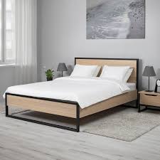 Oksfjord Bettgestell Eichenfurnier Weiss Lasiert Schwarz 160x200 Cm Ikea Osterreich Bettgestell Bett Schlafzimmerfarben