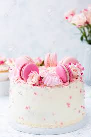 Hey guys!i am loving decorating my cakes with fresh flowers at the moment, they are so vibrant and beautiful that they give the perfect finishing touch. Wedding White Cake With Macarons And Roses Stock Photo Picture And Royalty Free Image Image 129443855