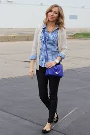 Black And White Checkered Shirt Outfit Casual Wear Black Skinnies Blue Amp White Checkered Shirt Cardi Blue Checkered Shirt Checkered Shirt Outfit Plaid Shirt Outfits