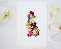 Print Poodle Pressed Flowers Art Unframed Dog Art Botanical Plant Art Dry Flower Animals Arthome Decor Wall Art Poodles Painting Botanical Pressed Flower Art Flower Art Flower Artwork