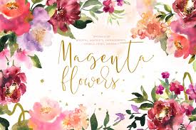 Download Magenta Flowers In Illustrations On Yellow Images Creative Store PSD Mockup Templates