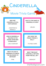 30 questions and answers for you to print onto a4 paper. Cinderella Trivia Quiz Free Printable The Life Of Spicers