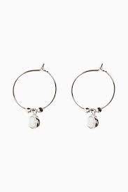 Sterling silver very tiny pair of mismatched asymmetric moon and star stud earrings, cute and quirky jewellery, textured finish. Buy Opal Charm Hoop Earrings From Next Australia