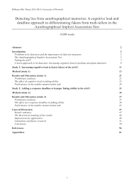 Each lie detector test is unique but broadly the average fee is between £395 and £495 per person for a professional q: Pdf Detecting Lies From Autobiographical Memories A Cognitive Load And Deadline Approach To Differentiating Fakers From Truth Tellers In The Autobiographical Implicit Association Test
