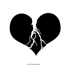 Black And White Broken Heart Drawing Printable Broken Heart Stencil Outline Heart Stencil Broken Drawings Heart Overlay