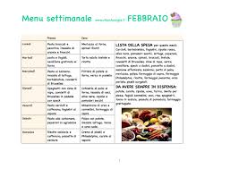 Menu Settimanale Di Febbraio Vita In Famiglia