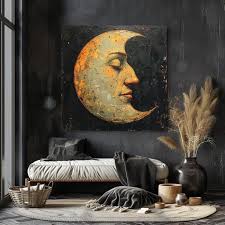 Crescent Moon Mirror With Face