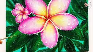 Easy Plumeria Flower With Dew Drops Acrylic Painting For Beginners Acrylic Painting For Beginners Flower Painting Simple Acrylic Paintings