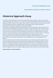 In this example, neural networks are the basic classication method, though conceptually any classication method (e.g., decision trees). Historical Approach Essay Essay Example