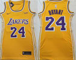Modern home 24 first worn: Lakers 24 Kobe Bryant Yellow Women Nike Swingman Jersey