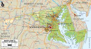 Operated by amtrak and amtrak northeast regional, the maryland to new jersey train service departs from baltimore penn station and arrives in newark. Physical Map Of Maryland And Maryland Physical Map Physical Map Map Maryland Map