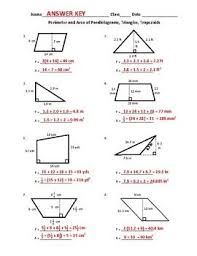 Free Perimeter And Area Of Parallelograms Triangles And Trapezoids Parallelogram Trapezoid Perimeter