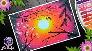Try purchasing two pastel sets: How To Draw A Scenery Of Sunset With Oil Pastel Tutorial For Beginners Step By Step Youtube Oil Pastel Oil Pastel Drawings Easy Oil Pastel Drawings