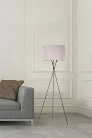 Introduce A Contemporary Accent To Your Living Room Or Bedroom With The Tiger Tripod Metal Floor Lamp The Metal Tripod Legs Metal Floor Lamps Lamp Floor Lamp