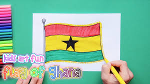 How To Draw And Color National Flag Of Ghana Flag Drawing National Flag Art For Kids