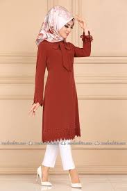 Modaselvim Tunik Lazer Kesim Incili Tesettur Tunik Pl913 Kiremit Tesettur Tunik Modelleri 2020