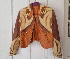 East West Musical Instruments Of San Francisco Parrot Leather Jacket Gorgeous Patch Work Detailing In A Multi 70s Inspired Fashion Retro Fashion Hippie Outfits