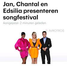 Nikkie de jager wears a black dress with white, pink and blue stones from fashion house … Wiwibloggs On Twitter Here They Are The Eurovision 2020 Hosts Jan Smit Chantal Janzen And Edsilia Rombley Https T Co 7hlw1azbk2 Esc2020 Https T Co Kxmnbdkkk4