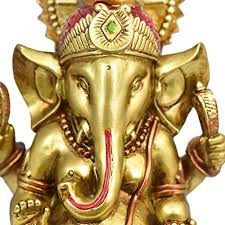 Bejeweled cloisonne elephant statue with trunk down for relationships. Ganesha Statue Elephant Hindu God Of Success Large 9 5 Inch Tall Resin Ganesh Idol Hand Painted In Gold Indian Decor Perfect Gift For Wedding And Diwali Decoration Pricepulse
