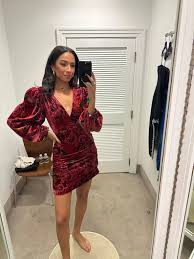 NWT Farm Rio Velvet Shiny Flowers Sleeve Minidress. XS. Seen on Selena Gomez