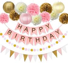Our party hats, filled bags of favors and goodies, inflatable decorations and confetti in unique shapes create just the atmosphere you want for your theme party or event. 29pcs Of Pink Gold And Cream Birthday Party Decorations Set Pom Pom Lanterns Polka Dot Triangle Garland Banner First 1st Birthday Girl Princess Theme Decorations Kit Party Supplies Backdrop Buy Online In