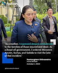 Prime Minister Paetongtarn Shinawatra expressed her condolences on her X  account after a tragic fire in a school bus in Bangkok's Vibhavadi Rangsit  Road that left many students dead and injured. As