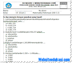 Pelajaran matematika kelas 6 semester 2. Soal Ph Matematika Kelas 6 Semester 1 K13 Revisi 2018 Websiteedukasi Com