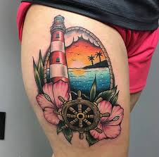 Japanese, western traditional, neotraditional and illustrative, black and grey, realistic, geometric and dot work, portraiture, script, you name it. Lighthouse Tattoo By Rick Elliott Evolved Body Arts
