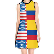 Ada Kgh Womens American Colombia Flag Sleeveless O Neck