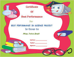Best Performance Award Certificate Student Awards Certificates Award Certificates Science Student