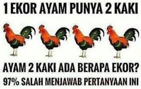 Ayo, tes kembali kejelian matamu dengan ada berapa jerapah yang tertumpuk pada gambar tes mata di atas? 1 Ekor Ayam Punya 2 Kaki Ayam 2 Kaki Ada Berapa Ekor Brainly Co Id