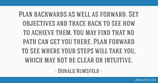 Donald henry rumsfeld is an american former politician. Plan Backwards As Well As Forward Set Objectives And Trace Back To See How To Achieve