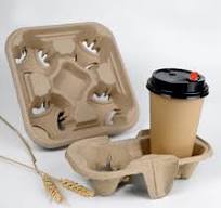 Disposable Take Away Paper Pulp Cup Holder Cup Carrier for Coffee Cup