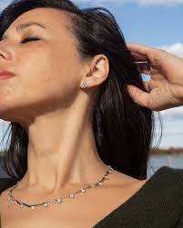 Contemporary Diamond Heart Studs 18 Carat White Gold