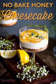 Honey Cheesecake With Honey Thyme Drizzle No Bake Dessert Recipe Honey Recipes Desserts Recipes