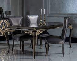 Great dining set!exactly as it was in the picture on the website.it is a good sized set for a small dining area.table is made of tempered glass about 14 in thick and looks like it will last for a very long time.chairs are made of black faux leather and it has a sleek design.chairs are comfortable to sit on and the back is high enough to support. Casa Padrino Luxury Baroque Dining Room Set Blue Black Gold 1 Dining Table With Glass Top 6 Dining Chairs Noble Dining Room Furniture In Baroque Style