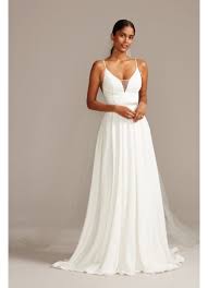 Illusion Deep V Spaghetti Strap Wedding Dress David S Bridal Davids Bridal Wedding Dresses Petite Wedding Dress Spaghetti Strap Wedding Dress