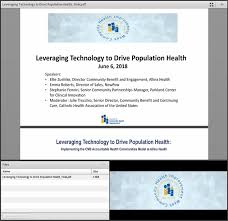 Cha is transforming its highly regarded cb 101: Leveraging Technology To Drive Population Health Achi