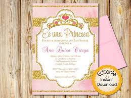 Spanish Baby Shower Invitation Girl Soft Pink And Gold Etsy Baby Shower Invites For Girl Princess Baby Shower Invitation Baby Shower Invitations