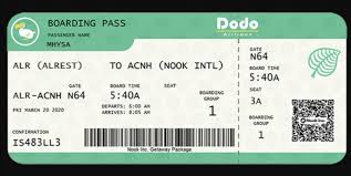 Faux billet avion a imprimer gratuit. Creez Votre Billet Et Passeport A Destination De Animal Crossing New Horizons Nintend Alerts