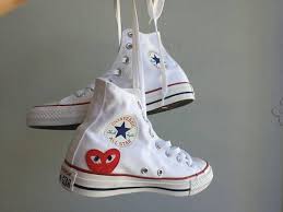 Black And White Chucks With Red Heart Converse Shoes Heart Eye Patch Iron On Custom Made Chirstmas Gift Birthday Ideas Unisex Vans Red Rose Shoes White Sneakers Rose Shoes Converse Shoes Converse