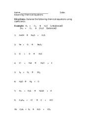 Recognize that the number of atoms of each element is conserved in a chemical reaction. Examples Of Balancing Chemical Equations Worksheet